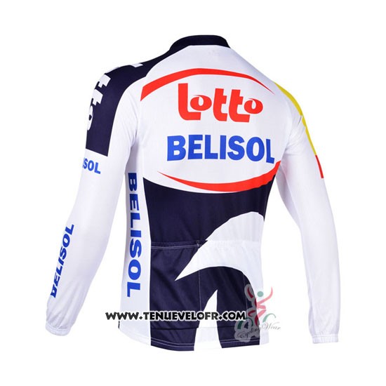 2013 Maillot Ciclismo Lotto Belisol Violet et Blanc Manches Longues et Cuissard